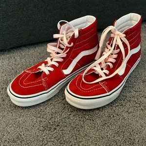 Red Vans high top size 8, great condition!